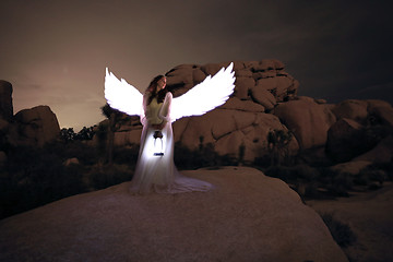 Image showing Person Light Painted in the Desert Under the Night Sky