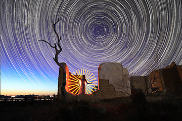 Image showing Person Light Painted in the Desert Under the Night Sky