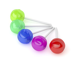 Image showing Group of lollipops with different colors