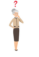 Image showing Caucasian business woman with question mark.