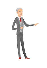 Image showing Senior caucasian businessman pointing to the side.