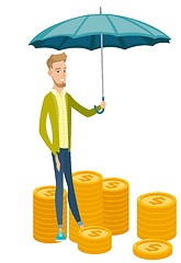 Image showing Caucasian business insurance agent with umbrella.