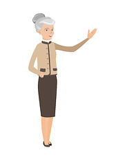 Image showing Caucasian business woman with outstretched hand.