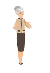 Image showing Caucasian business woman shrugging shoulders