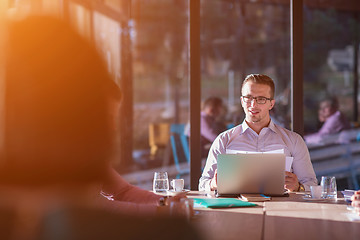 Image showing young business team on meeting at office