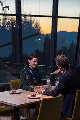 Image showing loving couple enjoying romantic dinner