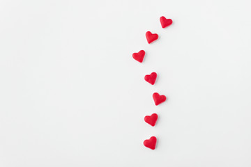 Image showing close up of red and pink heart shaped candies