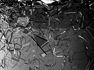 Image showing Pieces of glass shattered or cracked on white