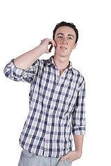 Image showing casual man talking on a cell phone