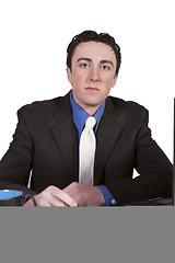 Image showing Businessman at His Desk Working