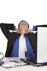 Image showing Businessman at His Desk Working