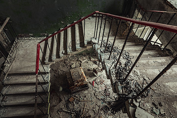 Image showing Abandoned staircase angle shot