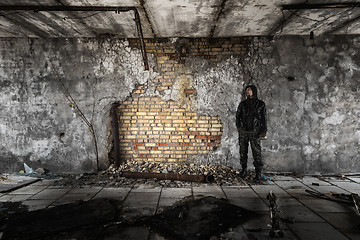 Image showing Abandoned damaged building wall