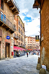 Image showing Street view of historic city Siena, Italy