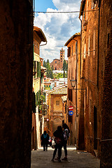 Image showing Street view of historic city Siena, Italy