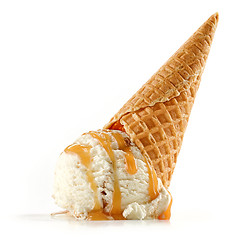 Image showing vanilla ice cream and waffle cone