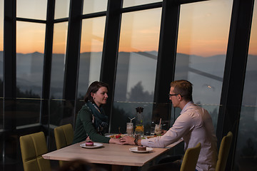 Image showing Couple on a romantic dinner at the restaurant