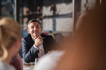 Image showing Business Team At A Meeting at modern office building