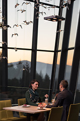 Image showing Couple on a romantic dinner at the restaurant