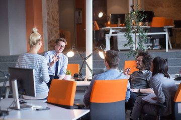 Image showing Young Business Team At A Meeting at modern office building