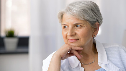 Image showing portrait of pensive senior woman