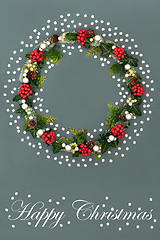 Image showing Happy Christmas Wreath Decoration 