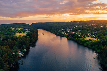 Image showing Speedboat on Nepean River at sunset