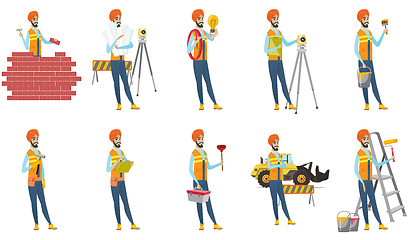 Image showing Indian builder vector illustrations set.