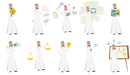 Image showing Muslim businessman vector illustrations set.