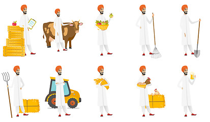 Image showing Muslim farmer vector illustrations set.
