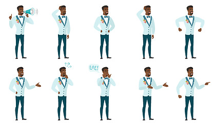 Image showing Vector set of illustrations with groom character.