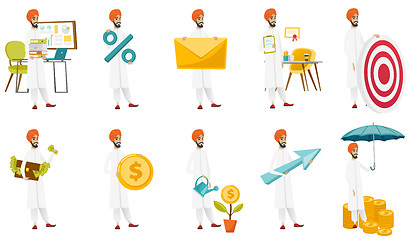 Image showing Muslim businessman vector illustrations set.