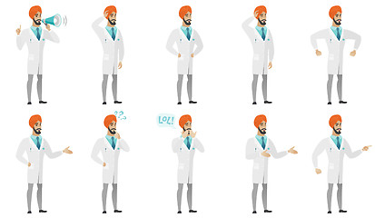 Image showing Muslim doctor vector illustrations set.