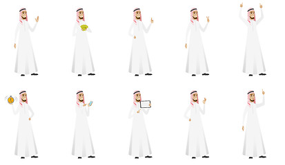 Image showing Muslim businessman vector illustrations set.