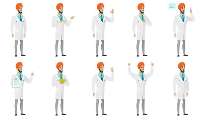 Image showing Muslim doctor vector illustrations set.