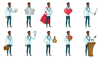 Image showing Vector set of illustrations with groom character.