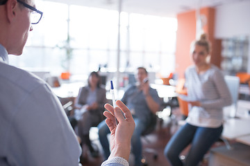 Image showing Young Business Team At A Meeting at modern office building