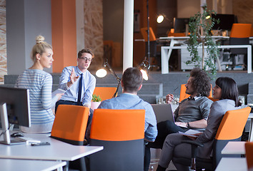 Image showing Young Business Team At A Meeting at modern office building