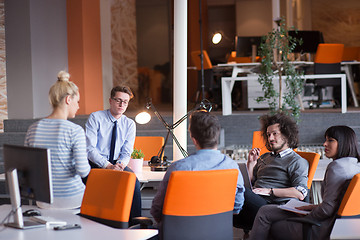 Image showing Young Business Team At A Meeting at modern office building