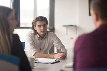 Image showing Group of young people meeting in startup office