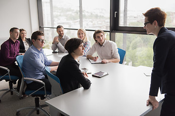 Image showing Group of young people meeting in startup office