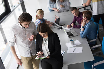 Image showing Two Business People Working With Tablet in office