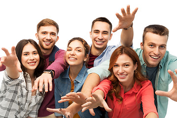 Image showing group of happy students over white background