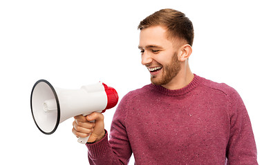 Image showing smiling man with megaphone