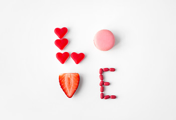 Image showing close up of word love made of sweets