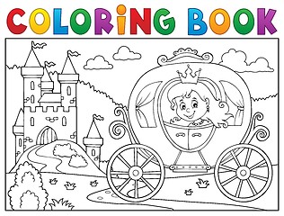 Image showing Coloring book princess carriage theme 2