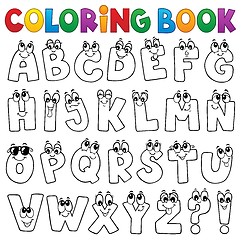 Image showing Coloring book cartoon alphabet topic 1