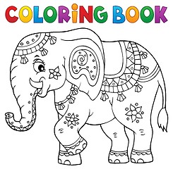 Image showing Coloring book Indian elephant topic 1