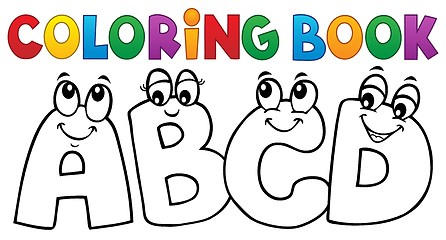 Image showing Coloring book cartoon ABCD letters 1