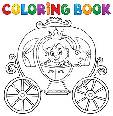 Image showing Coloring book princess carriage theme 1